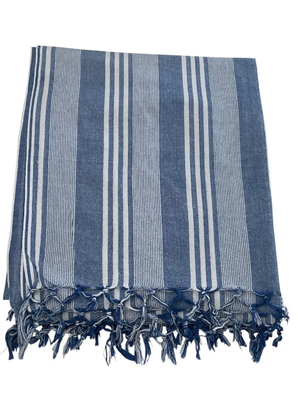 Farmhouse Rectangular Table Cloth 90”x80”Striped Blue White Cottagecore Picnic